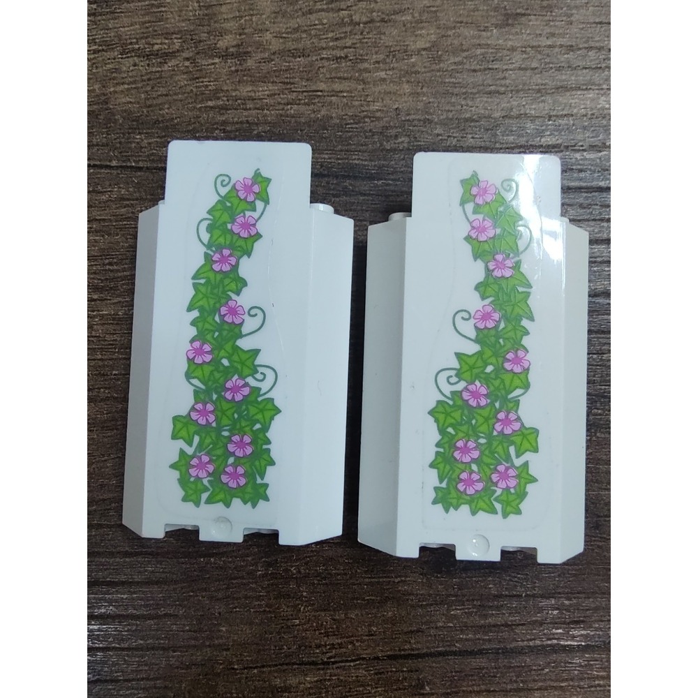 Lego 87421 White With Pink Flowers Green Leaf Replacement Pieces Parts Lot of 2